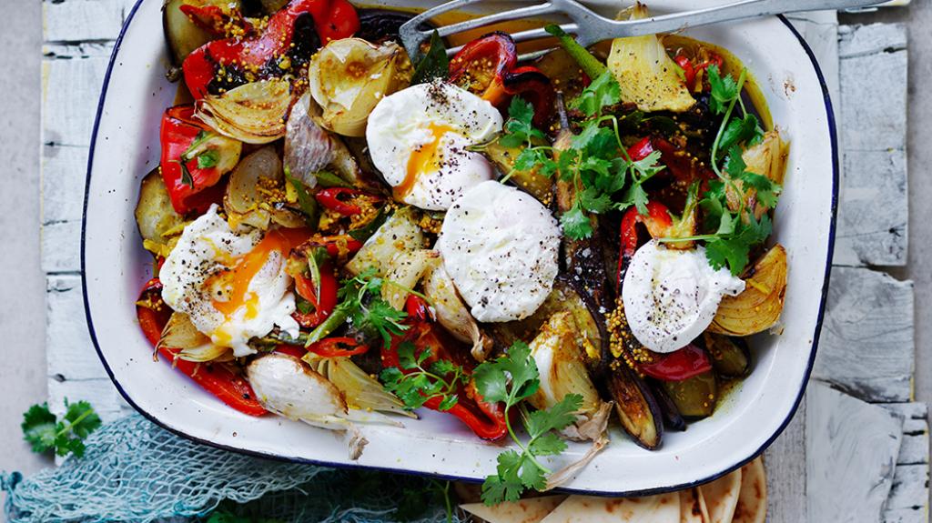 EGGPLANT AUBERGINE & POACHED EGGS